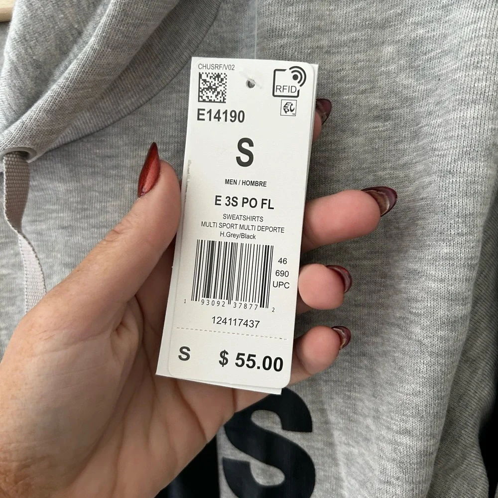 ⭐️ NEW Adidas Men's Small 3 Stripes Gray Hoodie Sweater
